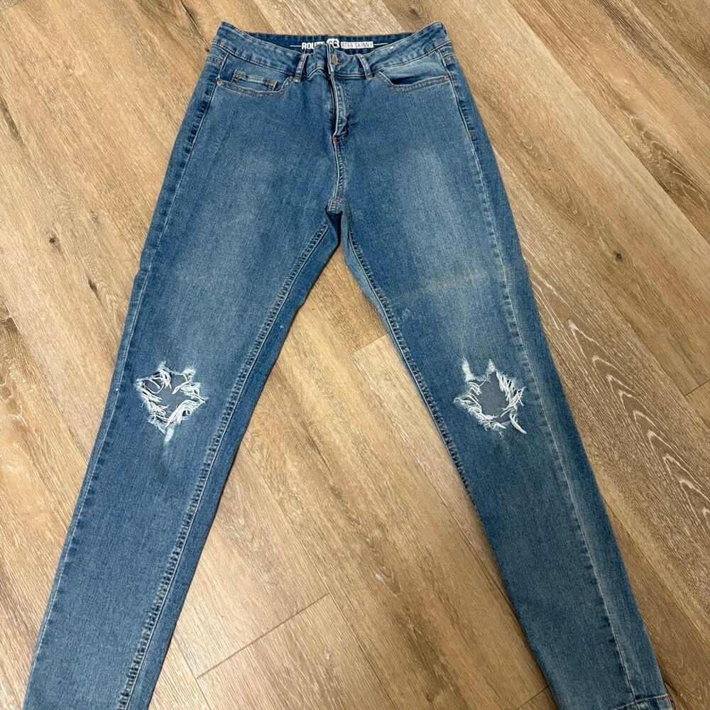 Route 66 Women's Blue Distressed  High Waisted Skinny Jeans Denim Size 8